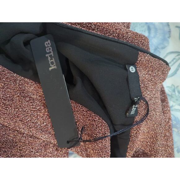 KRISA Revolve Copper Metallic Shimmer Long Sleeve Dress NWT - Picture 3 of 3